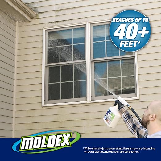 Moldex® Instant Outdoor Cleaner with Bleach, 64 oz Hose End Sprayer, 2 Pack, Fast Acting Outdoor Surface Cleaner for Siding, Decks, Fences and Exterior Surfaces