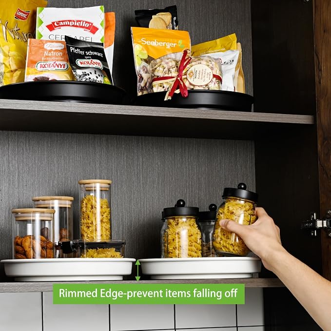 Amolliar Lazy Susan Organizer, Metal Rotating Turntable Spice Rack for Kitchen, Fridge, Cabinet, Countertop, Pantry Storage Organizer, Under Sink Organizer, Tray for Household Purpose, Black 10" 1Pack