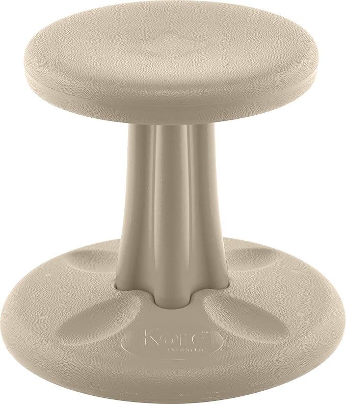 KORE DESIGN Wobble Stool Chair, Girls + Boys Kid Desk Stools, Ergonomic Small Office Chairs, Flexible Seating, Active Kids, ADD/ADHD, Classroom, School, Home, Preschool (12in), Age 4-5 yr, Sand Dollar
