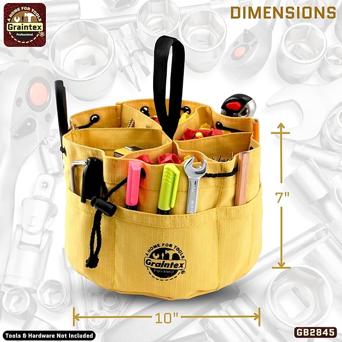 Graintex 18 Pocket Grab Bags Set of 3 Pcs Rip-Stop Canvas, Drawstring Closure, Small Parts Organizer Bag, Small Tools, Screws, Parts, Parachute Tool Bag, Parachute Tool Organizer for Essential Items