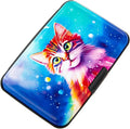 Credit Card Holder for Women Men RFID Blocking Wallet Small Business Metal Slim Mini Aluminum Hard Case (Orange Cat)