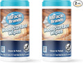 MiracleWipes for Wood Surfaces, Remove Dirt and Grime Buildup, Clean, Protect, and Polish Cabinets, Furniture, and Wood Floors, Great for Kitchen and Bathroom Cleaning Support - 60 Count (Pack of 2)