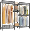 VIPEK Classic V6 Medium Heavy Duty Clothes Rack, 7-Tier Garment Rack with Adjustable Shelves, Portable Closet with 4 Hanging Rods, Space-Saving, 750lbs Capacity, 59.8" L x 14.6" W x 76.4" H, Black