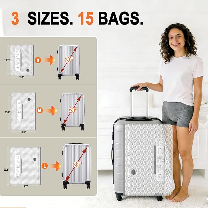 Travel Vacuum Bags with Electric Pump, Cordless Space Saver Storage Seal, Luggage Compression Packing Cubes for Clothing (9 Combo Set)
