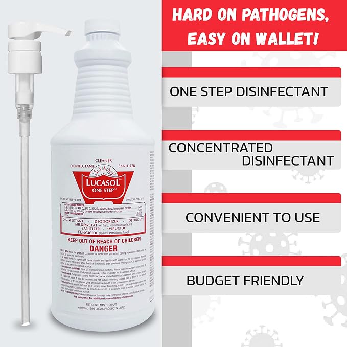 Lucasol One Step Sanitizer Hospital Grade Disinfectant Attachable Pump