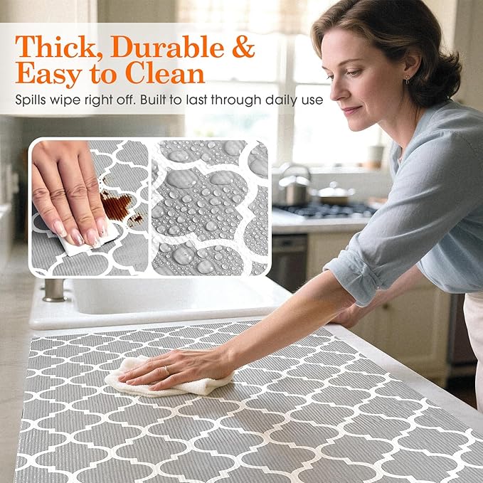 Coavas Shelf and Drawer Liner, Non Slip Extra Grip Non Adhesive Waterproof Thickened Cabinet Mat, Easy Cut for Kitchen Pantry Bathroom Dresser Cupboard (Gray, 12IN x 10FT)