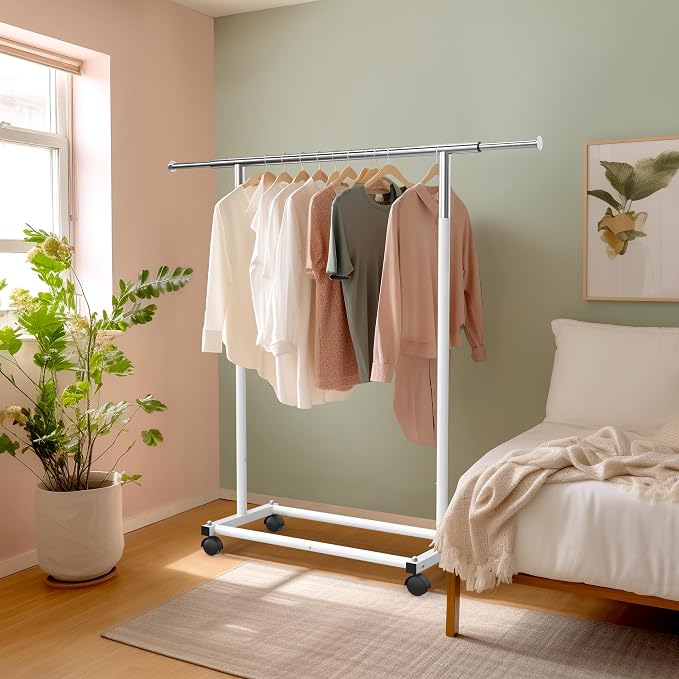 Simple Houseware Standard Rod Garment Rack, White