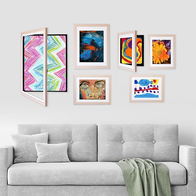 Dynamic Frames Li’l Davinci Front-Open 2-Pack Kids Art Frames, Wooden Frames for 18x24 Artwork, Prints & Certificates, Store up to 50 per Frame, 20.88 x 26.88 Outer Dimensions, Natural