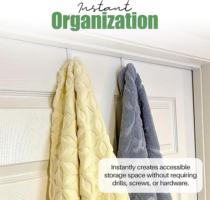 Evelots Over the Door Hooks - 4 Pack - Hangers for Clothes, Towel, Coats, Hats, Handbags - Made of Rubber Coated Steel - Closet, Bathroom, Office