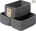 MiniArk Small Storage Baskets for Organizing | Closet Organizer Bins | Shelf Toy Basket | Woven Rope Baskets | Cube Decorative Box | Shallow Basket | 11.5x7.5x4.7” | 3 Packs Dark Gray