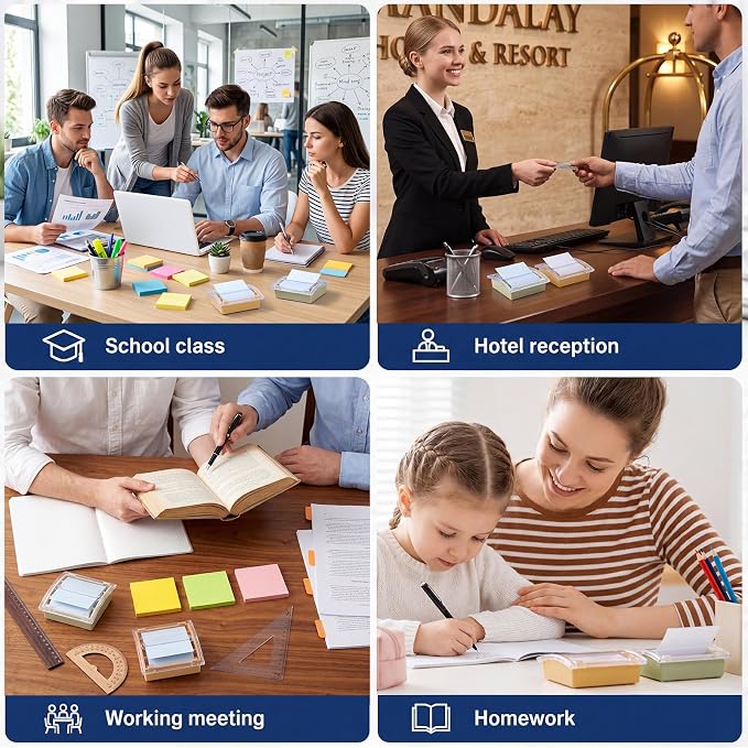 Junkin 2 Pcs Pop up Sticky Note Dispenser 3 x 3 Inch Sticky Note Holder with Transparent Top Colorful Base for School Office Home Store Desk Supplies (Beige and Green)