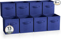 Sorbus 13 Inch Collapsible Fabric Storage Cubes - Sturdy Foldable Baskets with Handle - 8 Organizing Bins for Clothes, Toys, Books - Shelves, Closets