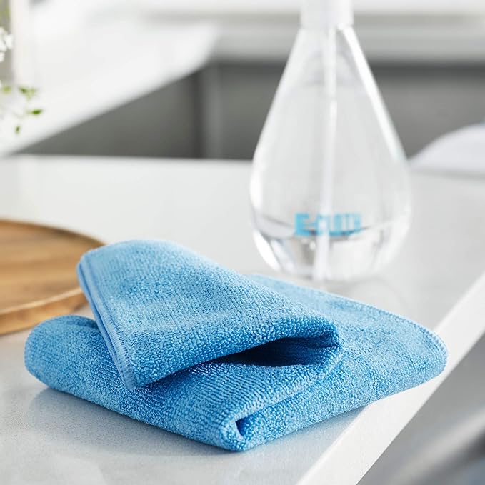 E-Cloth Microfiber Cloth, World's Leading Premium Microfiber Cleaning Cloth, Twice as Durable as Competition, 1 Year Guarantee, Ideal for Kitchen, Countertops, Sinks, and Bathrooms, Blue, 2 Pack