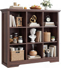 Aheaplus Wooden 9-Cube Storage Organizer with Charging Ports, Modern Cube Bookcase with Base, 4-Tier Floor Standing Open Cubbies Bookshelf, Cubicle Display Shelf for Home and Office, Black Walnut