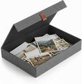 ZICOTO Decorative Photo Storage Box with Lid - A Beautiful Linen Organizer Perfect to Safely Store Your Pictures, Documents, Scrapbooking Supplies, Keepsakes and Other Memories in Style