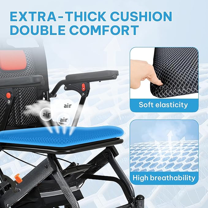 Carbon Fiber–Coated Wheelchairs for Adults, Transport Wheelchair Lightweight Foldable with Pull Rod, 10" Honeycomb Wheels, 16.2" Seat Width, 220 LBS Capacity, Includes Storage Bag