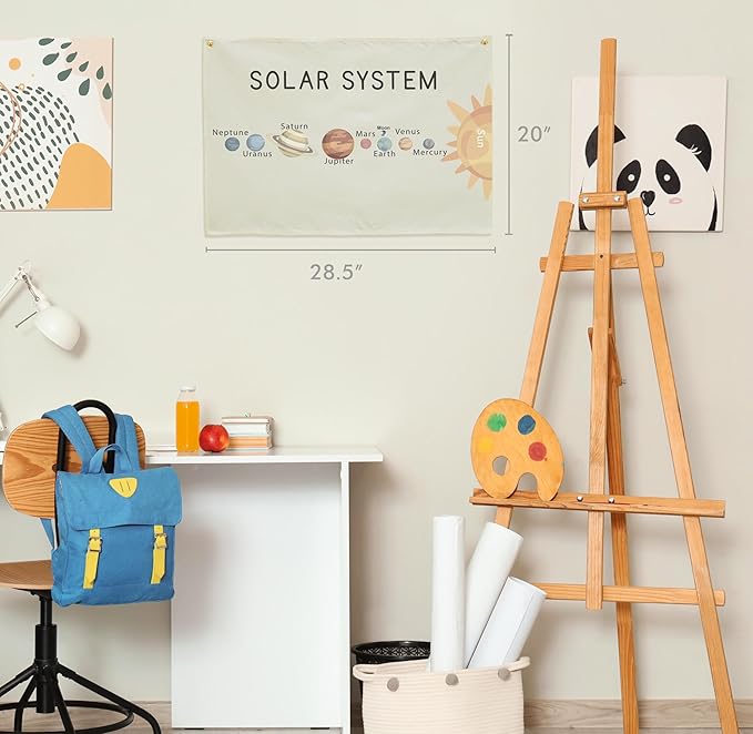 Classroom Wall Banner Decor-Teacher Gift-Inspirational Back to School Wall Art Flag Decor-Solar System-Hanging Canvas Banner for Classroom Reading Corner Homeschool Teacher Office Reading Corner