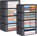 Fab totes 35L Closet Organizers and Storage, Foldable Under Bed Storage Containers, Storage bags for Organizing Bedroom, Closet, Clothing,Organization with Handle (8 Pack,Grey)