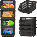 Skywin TidyFriend Small Stackable Storage Bins for Toy Organizer and Storage 4 Pack, Toy Storage Organizer for Kids Room and Home Organization (Black)