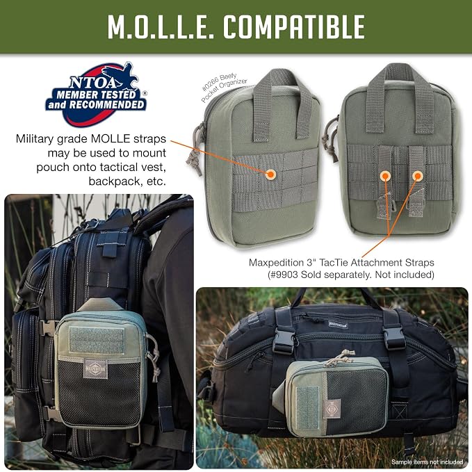MAXPEDITION Beefy Pocket Organizer, Compact, MOLLE-Compatible, 1000D Nylon Tactical Pouch, Everyday Carry Tool and Gear Storage for Outdoor, Tactical, Survival, 0266