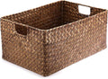 Hipiwe Seagrass Storage Baskets Bin for Shelf Handwoven Wicker Baskets Built-in Handles Rectangular Closet Bedroom Organizer Box Multipurpose Storage Basket Organizer,16.1"L x11.8"W x7.7"H