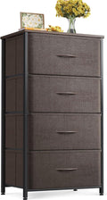 ODK Small Dresser for Bedroom with 4 Storage Drawers, Brown | Dresser Chest of Fabric Drawers with Sturdy Steel Frame for Small Space, Wood Top