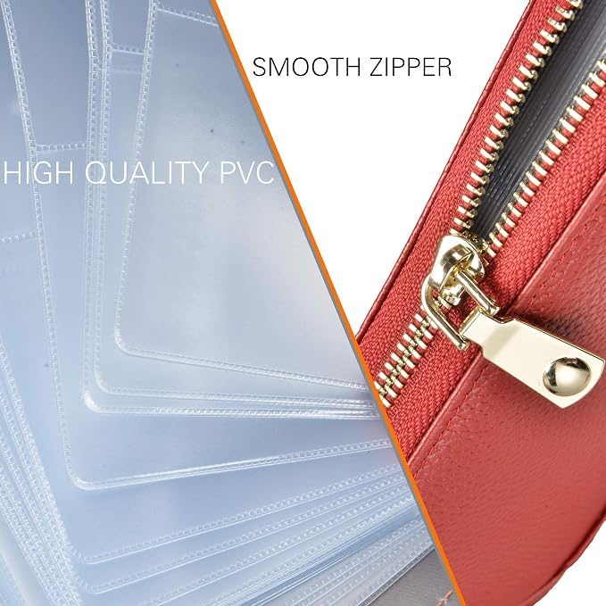 Easyoulife Credit Card Holder Wallet Womens Zipper Leather Case Purse RFID Blocking