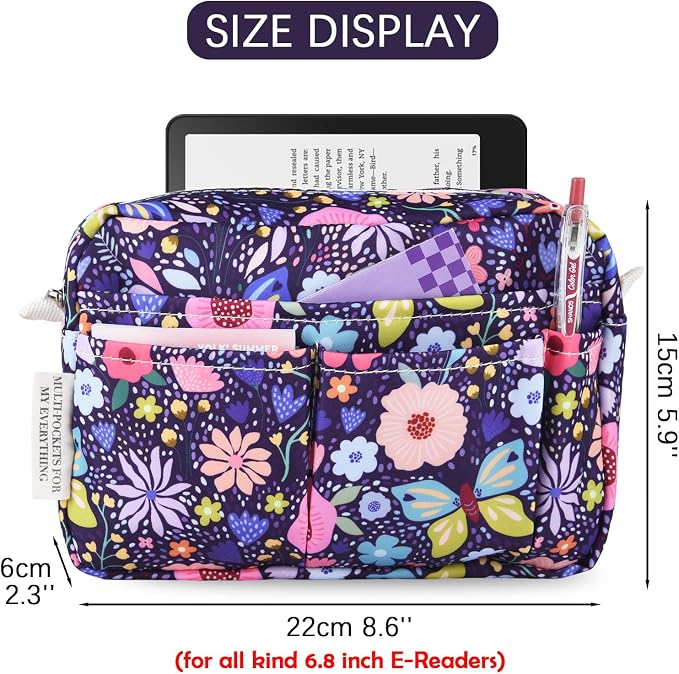 Multiple Pockets Portfolio Organizer with Zippered,Storage Pencil Pouch Bag | Waterproof Travel Toiletry Bag,Portable Pencil Pouch for Notebooks,Stationeries,Make-up,Journal Office Art Supplies,DP Flower