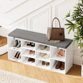 41" Shoe Storage Bench with Cushion, Entryway Shoe Rack with 10 Cubbies, Multifunctional Shoe Organizer Bench for Hallway, Bedroom, Living Room, White
