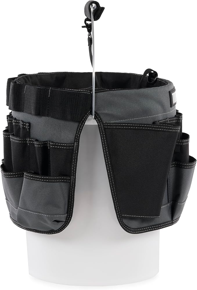 ToughBuilt - 5-Gallon Bucket Organizer, 60-Pocket Tool Organizer, TB-85 | 60 Pockets & Loops, 1680D Ballistic Fabric, Reinforced Construction, Fits 5-Gallon Buckets, Contractor Grade, Jobsite Ready