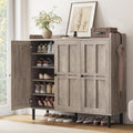 5+2 Tier Shoe Storage Cabinet with 3 Doors, 40" Tall Entryway Cabinet for 30 Pairs Shoe, Shoe Rack Organizer with 5 Adjustable Shelves & Metal Legs, Shoe Storage for Front Door Entrance, Washed Gray