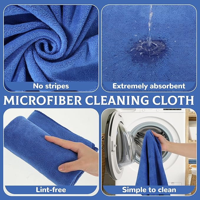 6 Pcs Extra Large Microfiber Cleaning Cloth Reusable Microfiber Towels Thick Washable Cleaning Towel for Home Office Windows Floors and Cars, 30 x 20 Inch(Blue)