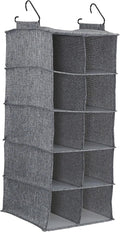 Household Essentials 10 Pocket Double Hang Canvas Shoe Organizer Side‑by‑Side Hanging Storage, Gray