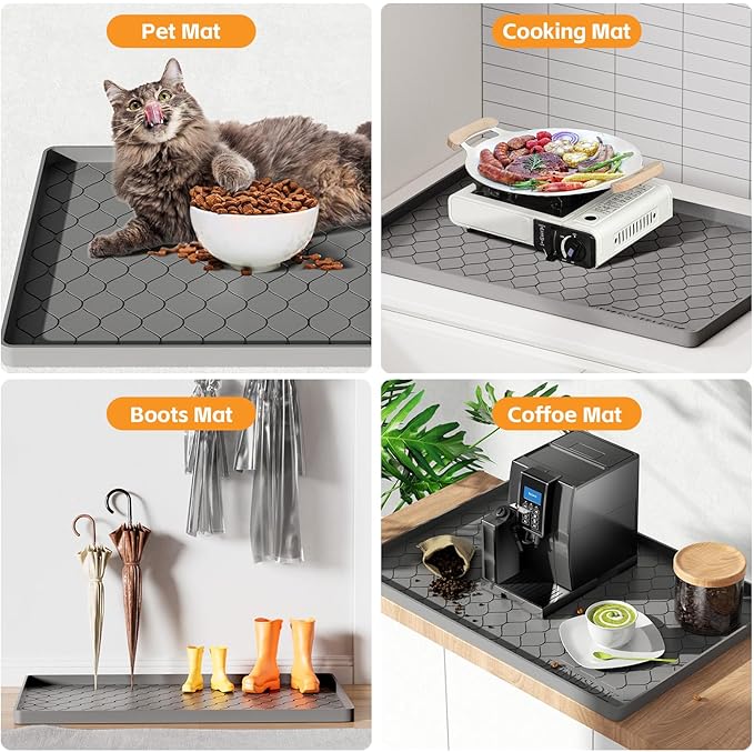 Winisok Silicone Under Sink Mat 25" x 19", kitchen Essentials and Gadgets, Shelf liner and Cabinet Protector, Home Organizers and Storage, Waterproof Bathroom Tray