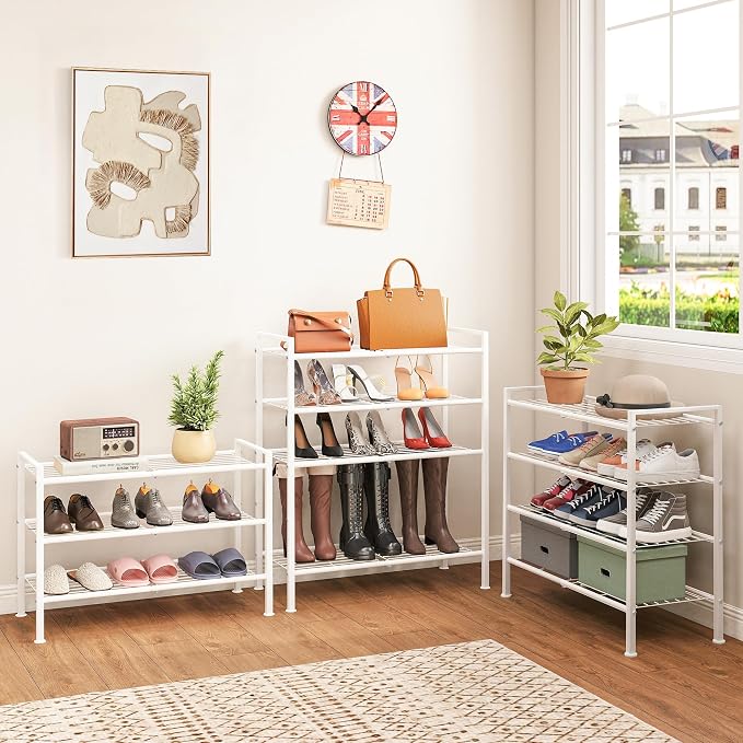 5 Tier Shoe Rack,Metal Shoe Storage | Organizer Shelf for Closet,Entryway, Garage,Narrow Space(White, 5 Tier)