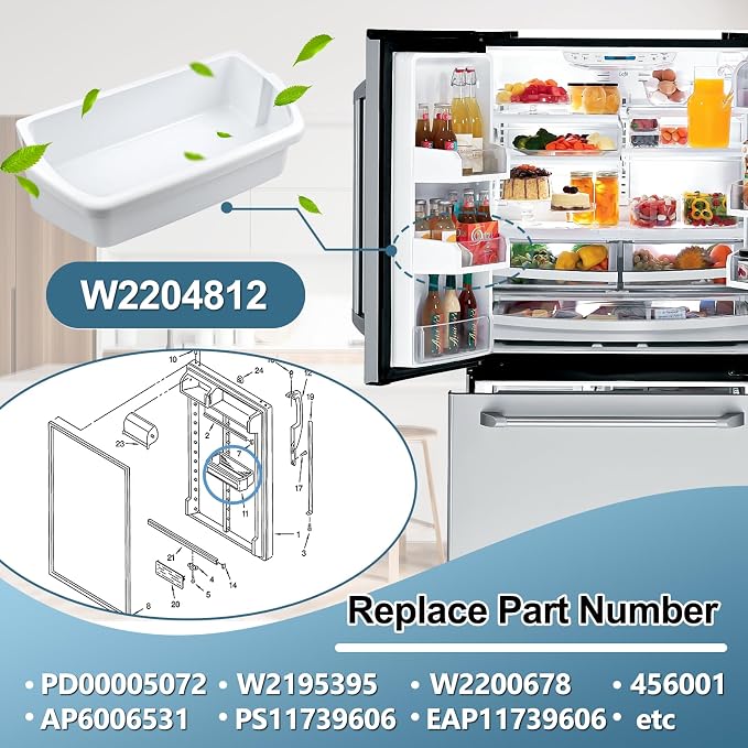 Cenipar WP2204812 2204812 Refrigerator Door Shelf Bin Replacement, Compatible with Whirlpool Kenmore Refrigerator 2204812 Replace WRT311FZBM00 AP6006531 PS11739606