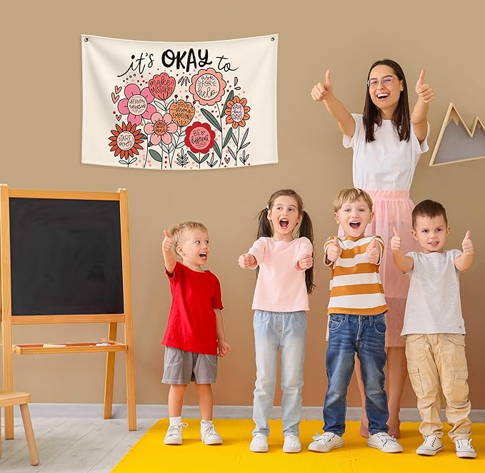 Classroom Wall Flag Decor-Teacher Gift-Inspirational Back to School Wall Banner Decor-It's Okay to Not Know Everything-Hanging Rectangular Canvas Banner for Classroom Teacher Office Reading Corner