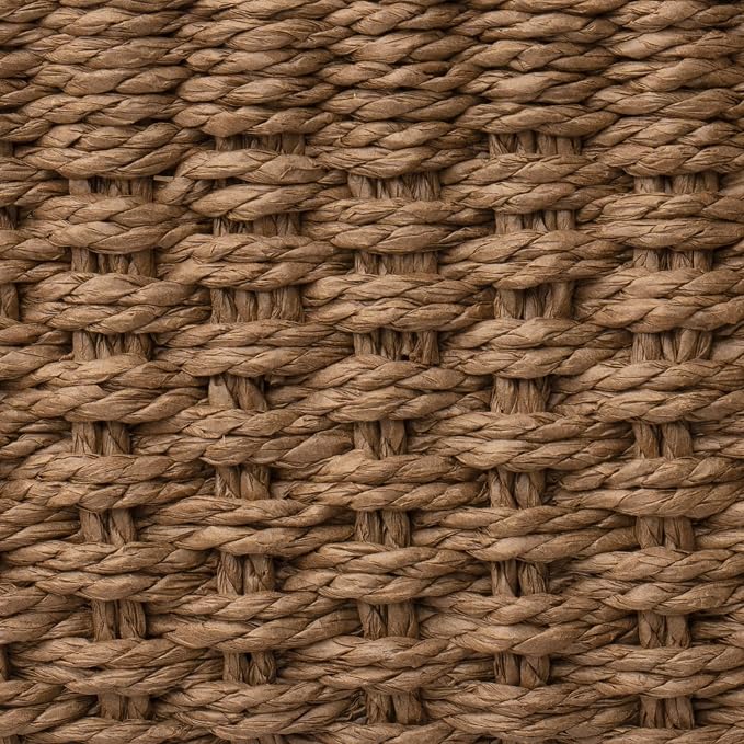 LA JOLIE MUSE Woven Storage Baskets, Recycled Paper Rope Bin Organizer Divider for Cupboards Drawer Closet Shelf Dresser, Set of 3 (Brown)