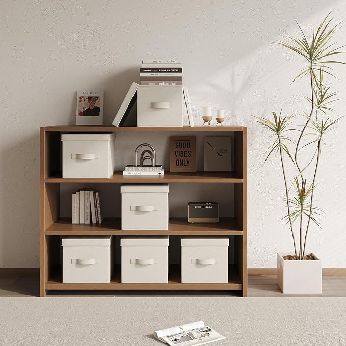 Extra large Fabric Storage Bins with Lids 22.8*15.8*15 in, 2-Pack Storage Baskets for Closet, Large Linen Organizers and Storage Bins for Bedroom, Collapsible Baskets and Bins with Handles, Off White