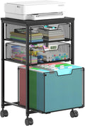Sbanmao Rolling File Cart with 3 Drawers, Filing Cabinet, Hanging Folder Holder Organizer with Wheels, Under Desk Storage Utility Cart, File Cabinet Printer Stand for Home Office, Black