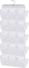 MISSLO 30 Large Pockets Dual Sided Hanging Baby Shoe Organizer for Closet with Rotating Hanger Hanging Shoe Shelves, White