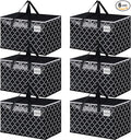 HomeHacks Heavy Duty Moving Bags with Tag Pockets, Collapsible Storage Totes for Moving, Camping & Travel -Foldable Packing Boxes, Zipper Handles, Black（6 Packs, 125L）