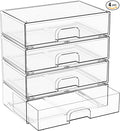 Yieach 12.2''W Clear Stackable Storage Drawers,4 Pack Acrylic Drawers,Bathroom Organizer Bin and Plastic Makeup Organizer,Clear Stacking Brightroom Storage Boxes for Vanity,Cabinet,Pantry Organization