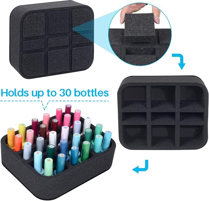 Nail Polish Organizer Holder Foam Pad DIY with 9 Slots for Storage Nail Polish or Essential Oil Tray for Drawers Black