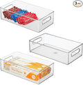 iDesign Stackable Fridge Bin, Clear, Set of 3 | Storage for Freezer or Pantry, Made in USA