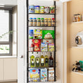 Delamu Adjustable Cabinet Door Organizer, 6 Tier Hanging Spice Rack | Metal Over the Door Pantry Organizer, Pantry Organizers and Storage Shelves for Kitchen Bathroom Laundry Room, Black