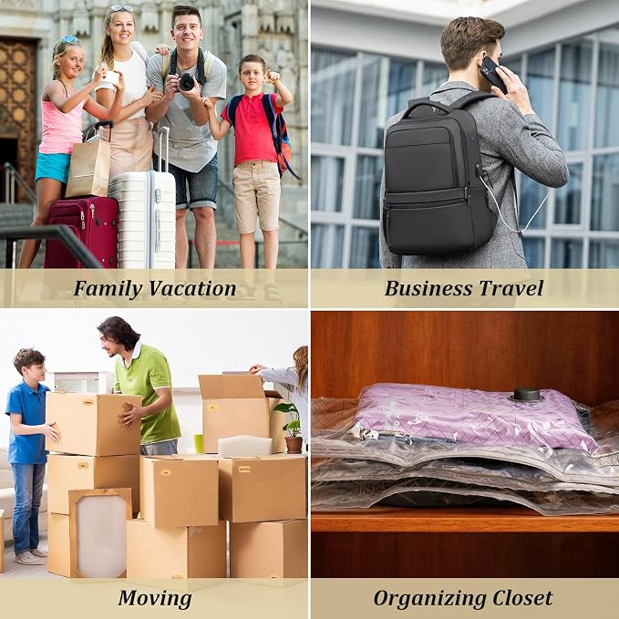 Vacuum Bags for Travel with Cordless Pump, Reusable Vacuum Seal Bags for Clothing Travel, 4500Pa Suction, Space Saver Bags for Home Carry-on Luggage Suitcase, Travel Essentials, 9 Pack
