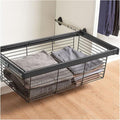 Pull Out Storage Basket with Runners,Metal Under Shelf Storage Basket,Stackable Storage Bins,Adjustable Width 370-970mm,40kg Weight Capacity(Black,Width470-520mm)