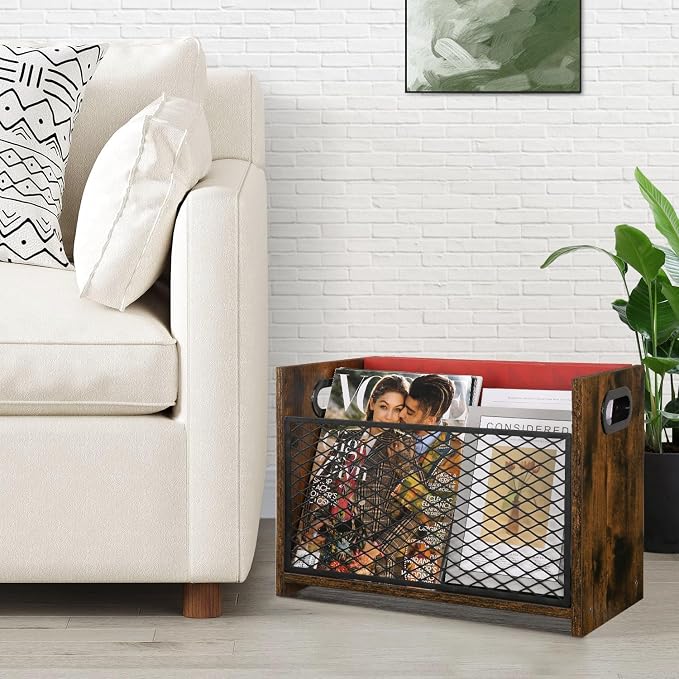 YINMIT Magazine Holder, Magazine Rack for Desktop and Home Office, Farmhouse File Storage Basket for Letters, Magazines, Books, Newspapers (Large)