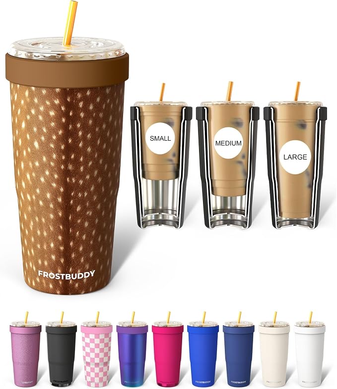 Frost Buddy Togo Buddy 30oz Tumbler - Insulated Stainless Steel (Fawn) | Double-wall vacuum insulated | Spill-proof flip lid | 18/8 premium stainless steel | Cup-holder friendly